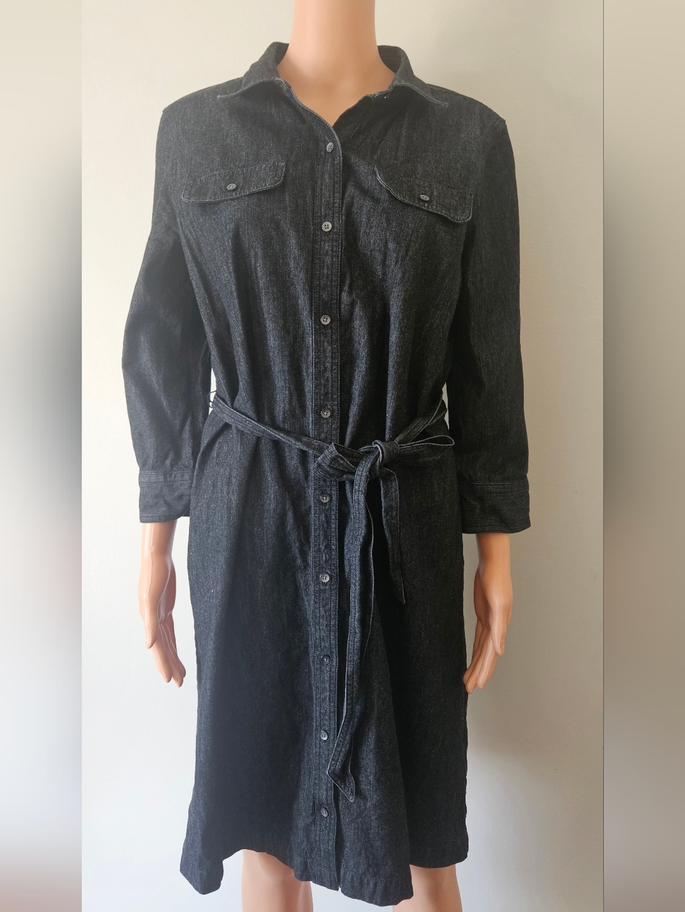 Talbots Black Denim Shirt Dress